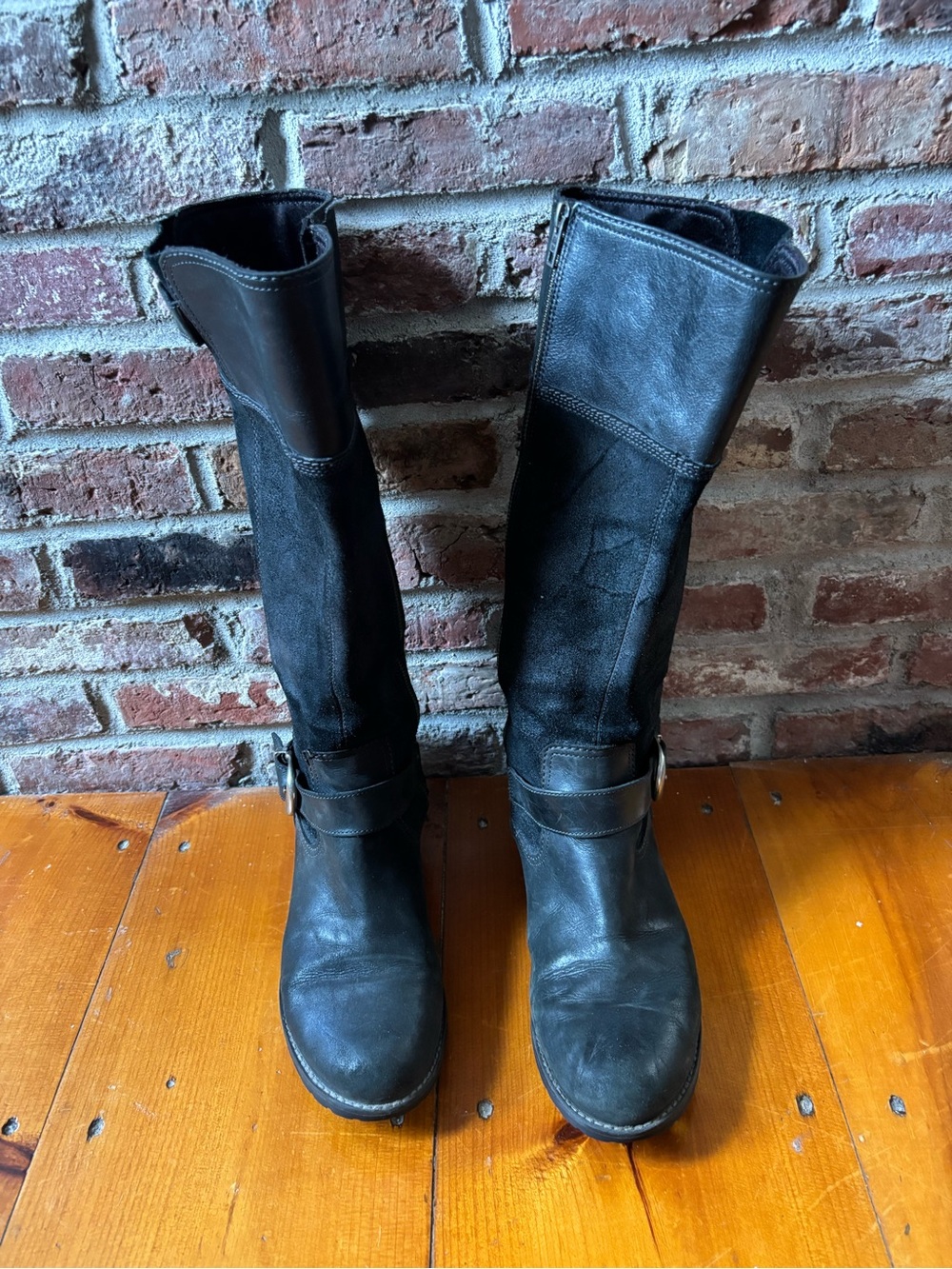Timberland Black Leather & Suede Knee Boots size 11